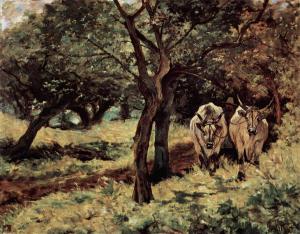 Giovanni Fattori, "Due buoi nell'uliveto", olio su tela, 1882-1887, Museo Civico Giovanni Fattori, Livorno