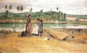 Angiolo Tommasi, “Sull’Arno”, olio su tela, 1883-85, Collezione privata