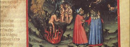 Anonimo di scuola bolognese, Dante e Virgilio incontrano Paolo e Francesca