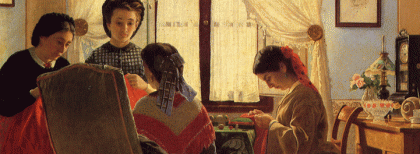 Odoardo Borrani, Le cucitrici di camicie rosse, 1863