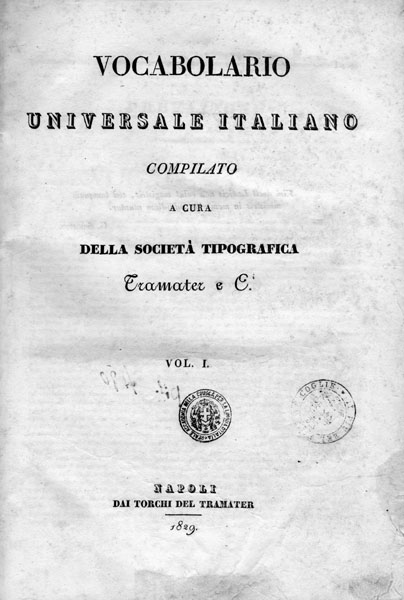 Vocabolario Universale Italiano, Tramater