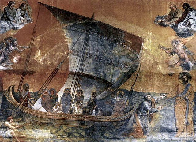 Giotto, mosaico della navicella, San Pietro, 1305-1313 circa
