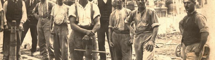 Selciatori di Graglia (Biella) a Chambéry, Francia, 1921 