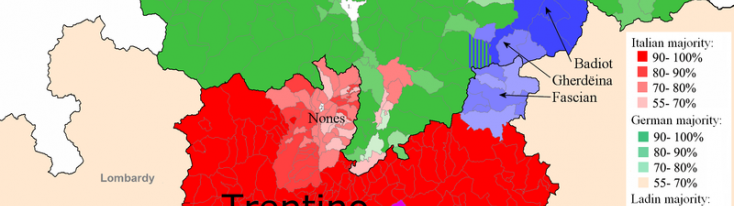 Mappa dei gruppi linguistici in Trentino Alto Adige | VIVIT
