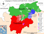 Mappa dei gruppi linguistici in Trentino Alto Adige