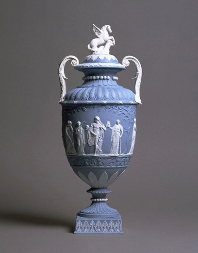 Jasperware, vaso e coperchio, gres non smaltato, 1790