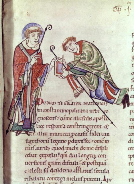 Gregorio I Magno in un codice miniato del XII secolo