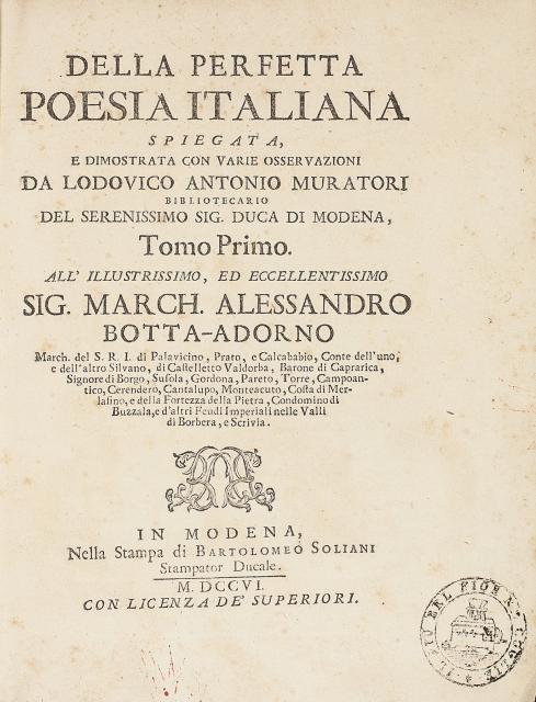 Antonio Ludovico Muratori, "Della perfetta poesia"