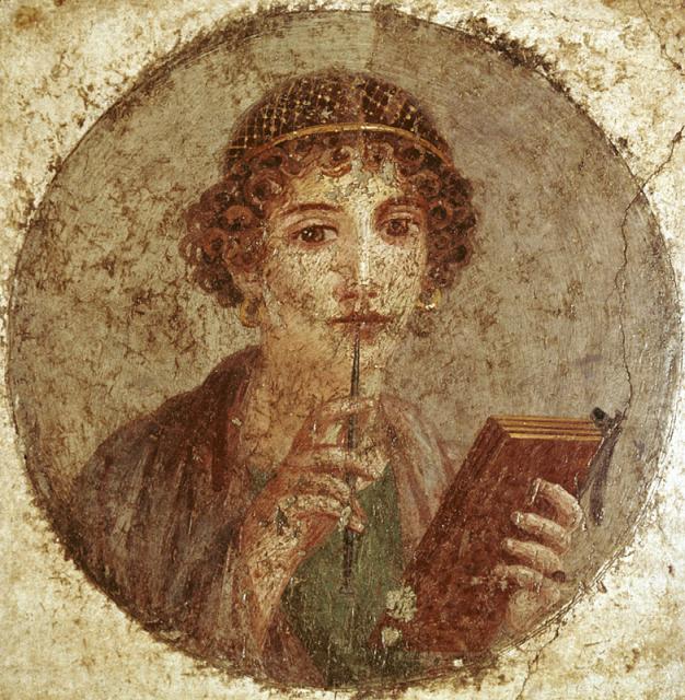Affresco pompeiano, cosiddetto "Saffo", 55 d.C.