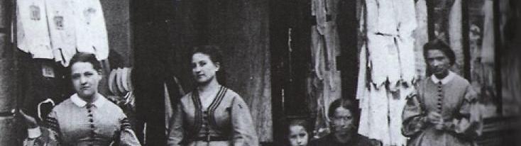 Negozio di crinoline nella Londra vittoriana, 1880